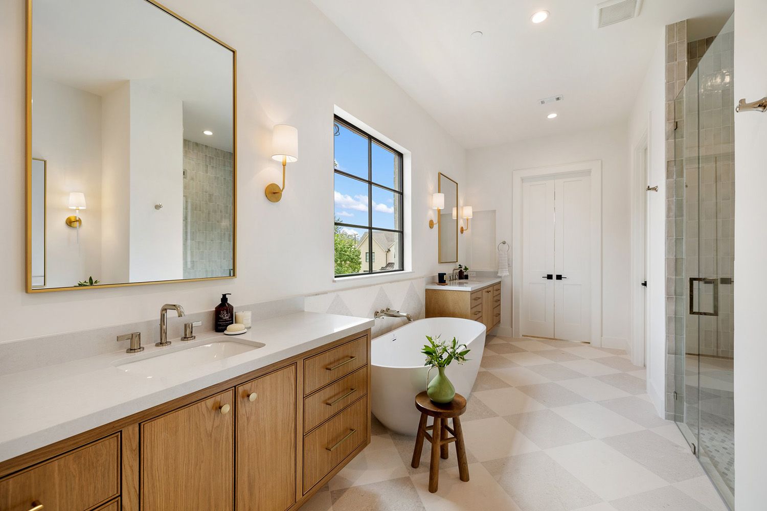 Primary bathroom view from bedroom